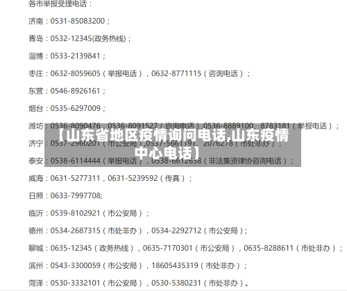 【山东省地区疫情询问电话,山东疫情中心电话】