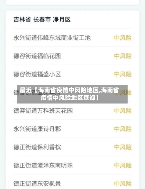 最近【海南省疫情中风险地区,海南省疫情中风险地区查询】