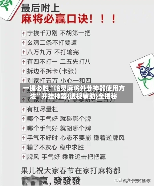 一键必胜“哈灵麻将外卦神器使用方法”开挂神器{透视辅助}全揭秘