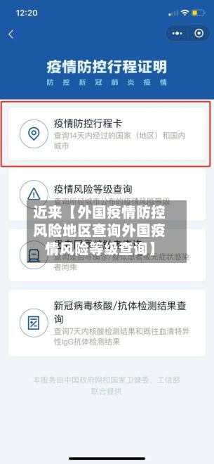 近来【外国疫情防控风险地区查询外国疫情风险等级查询】-第2张图片