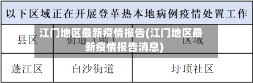 江门地区最新疫情报告(江门地区最新疫情报告消息)
