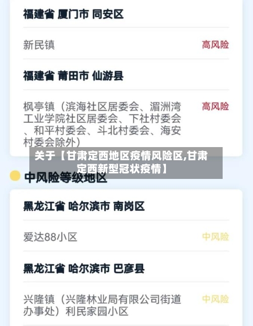 关于【甘肃定西地区疫情风险区,甘肃定西新型冠状疫情】
