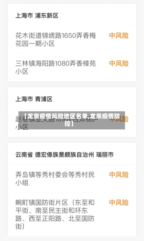 【龙泉疫情风险地区名单,龙泉疫情防控】