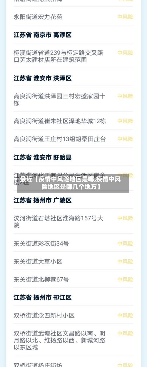 最近【疫情中风险地区是哪,疫情中风险地区是哪几个地方】